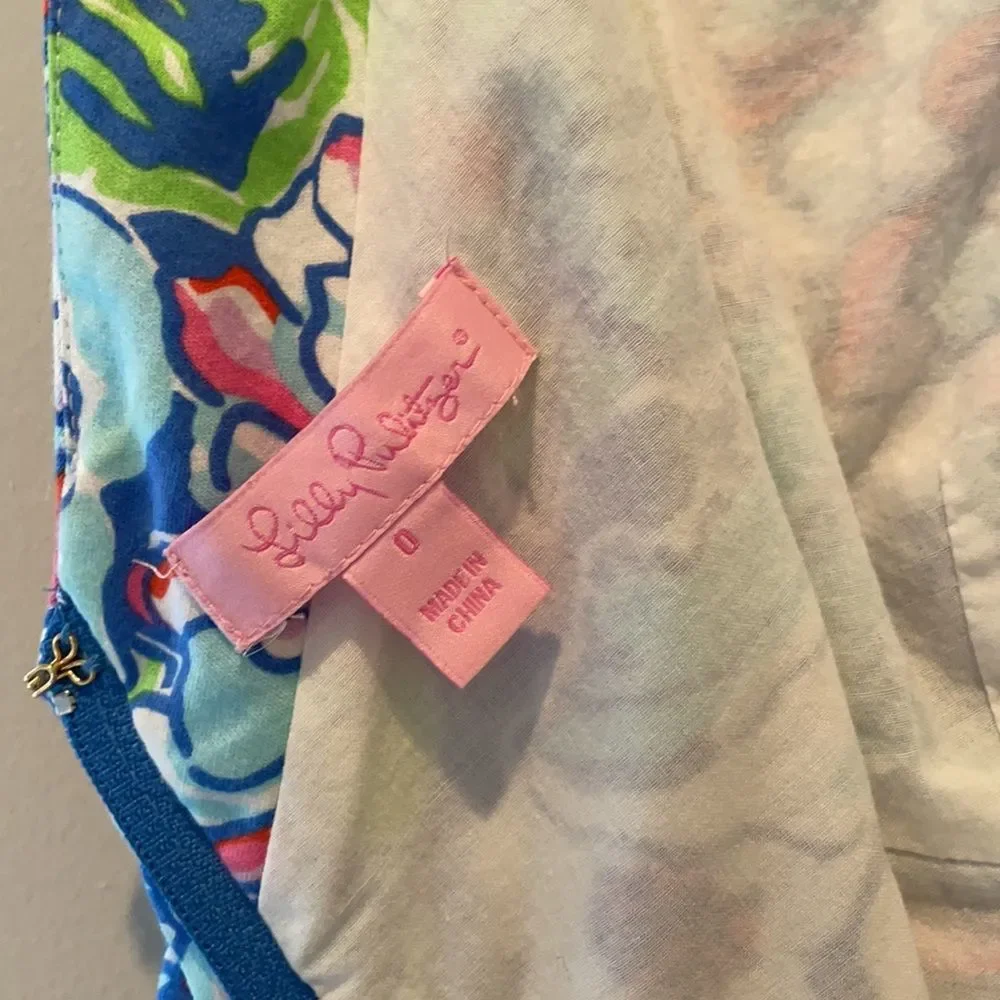 Lilly Pultizer Allura Worthington Blue Mayflower Print Dress Cap Sleeve Floral 0 - Picture 5 of 9